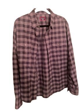 UNTUCKIT Men's Buffalo Check Plaid FLANNEL Green Gray Lumberjack Size LARGE